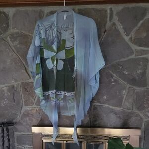 Artistic Blue and Green Kimono